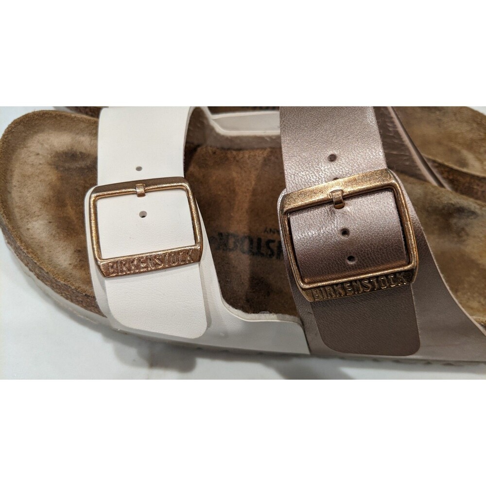 BIRKENSTOCK Arizona Split Birko-Flor Eggshell/Copper 2- Strap Sandal 41/10-10.5 - Picture 7 of 13